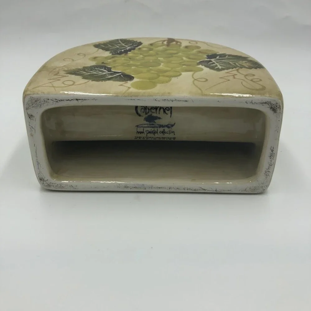 Tabletops Unlimited Cabernet Handpainted Collection Ceramic Napkin Holder Grapes